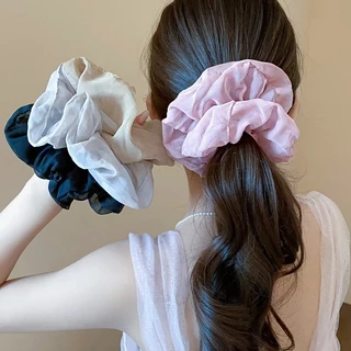 DREJEW เดรช สไตล์ใหม่ผูกผมตาข่ายฟองลําไส้ใหญ่ผูกผมสีทึบที่เรียบง่ายสาวผมเชือกคาดศีรษะ