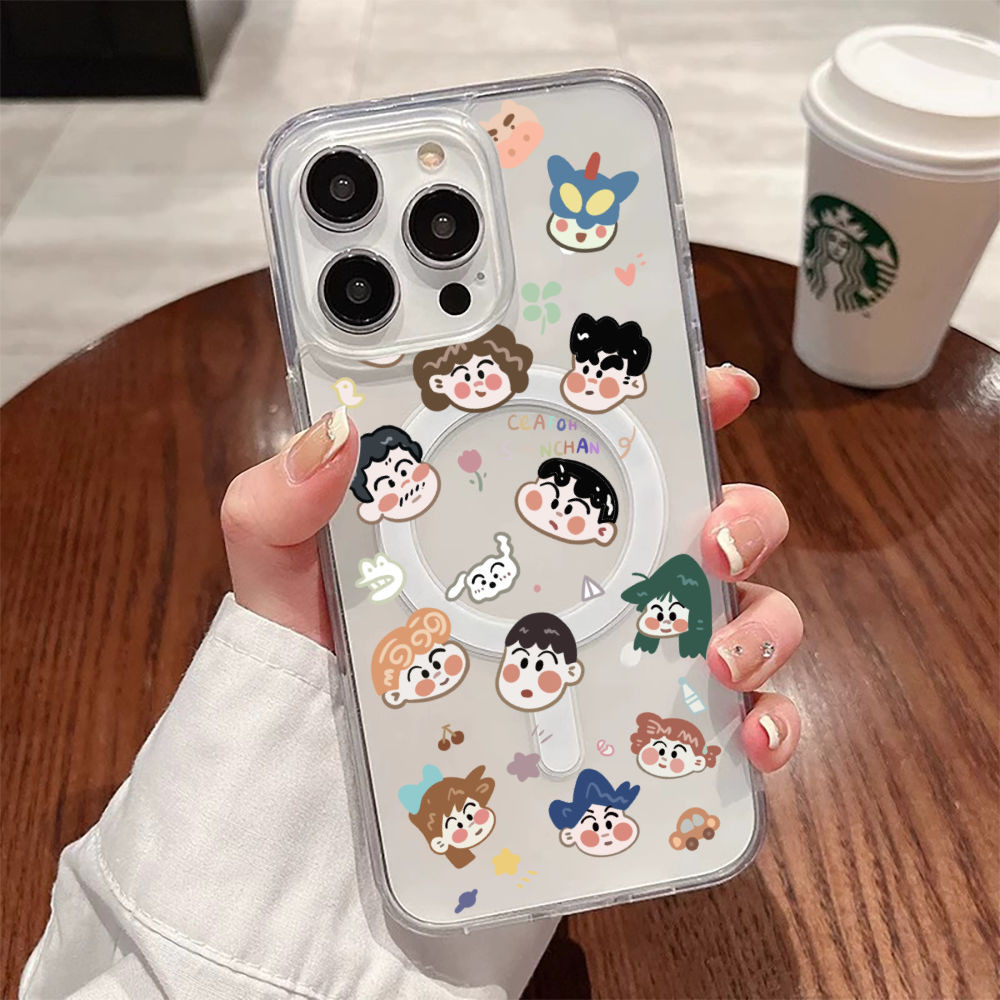 สนุก Doodle Crayon Collection เคสโทรศัพท์แม่เหล็กสําหรับ IPhone 11PROMAX 12 13MINI 14 15PLUS 16 SE2020 7PLUS 8PLUS XR X XS XSMAX Better Play การดูดซับกรณี