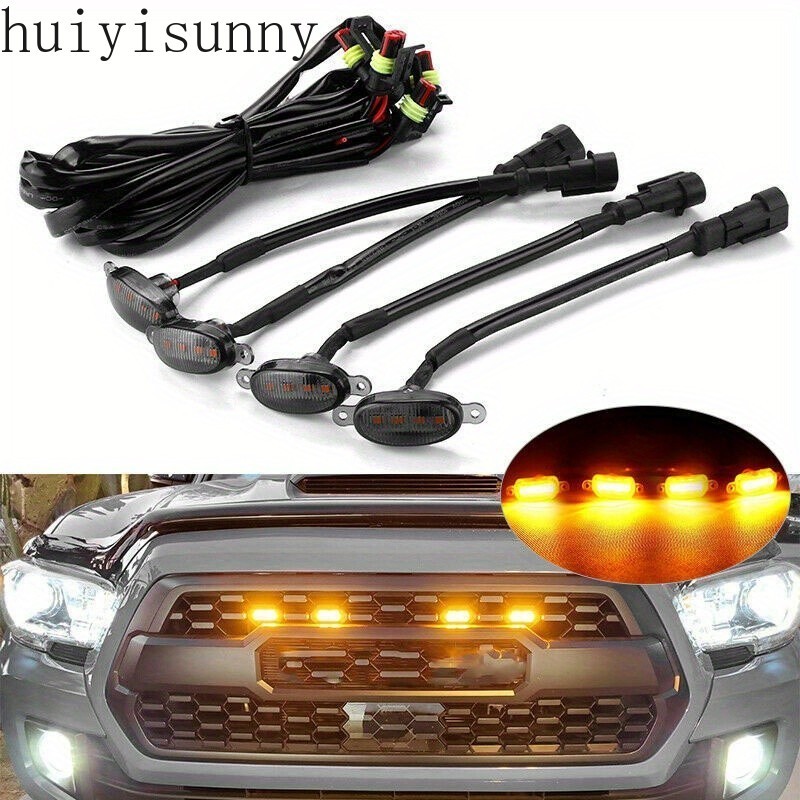 Hys General Motors 4LED Light Pickup Car Amber Grill Lights สีเหลือง