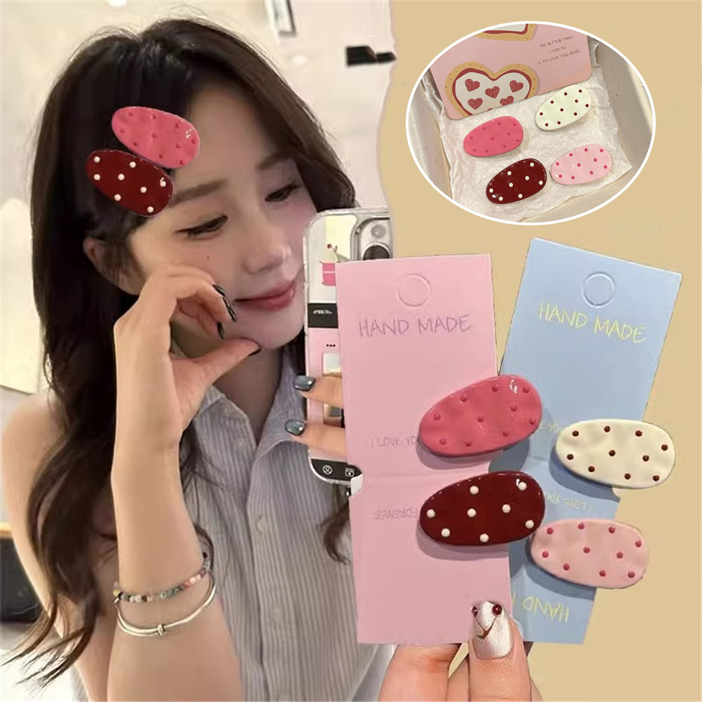 Wave-dot รูปไข่ไม่มีรอยต่อ Duckbill Hairpin ด้านข้างคลิป Bangs คลิป Headdress One-word คลิปหน้าผาก Hairpin สําหรับผู้หญิง