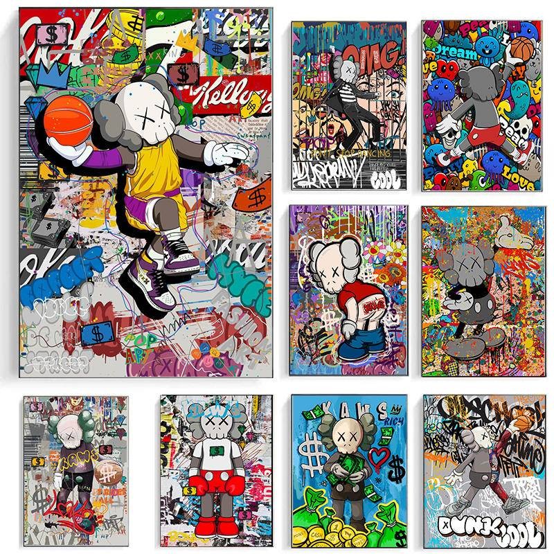 Hypebeast Jump dunk kaws โปสเตอร์ผ้าใบภาพวาดโปสเตอร์ภาพวาดผนังห้องนั่งเล่นตกแต่งที่ทันสมัยภาพวาด Boy