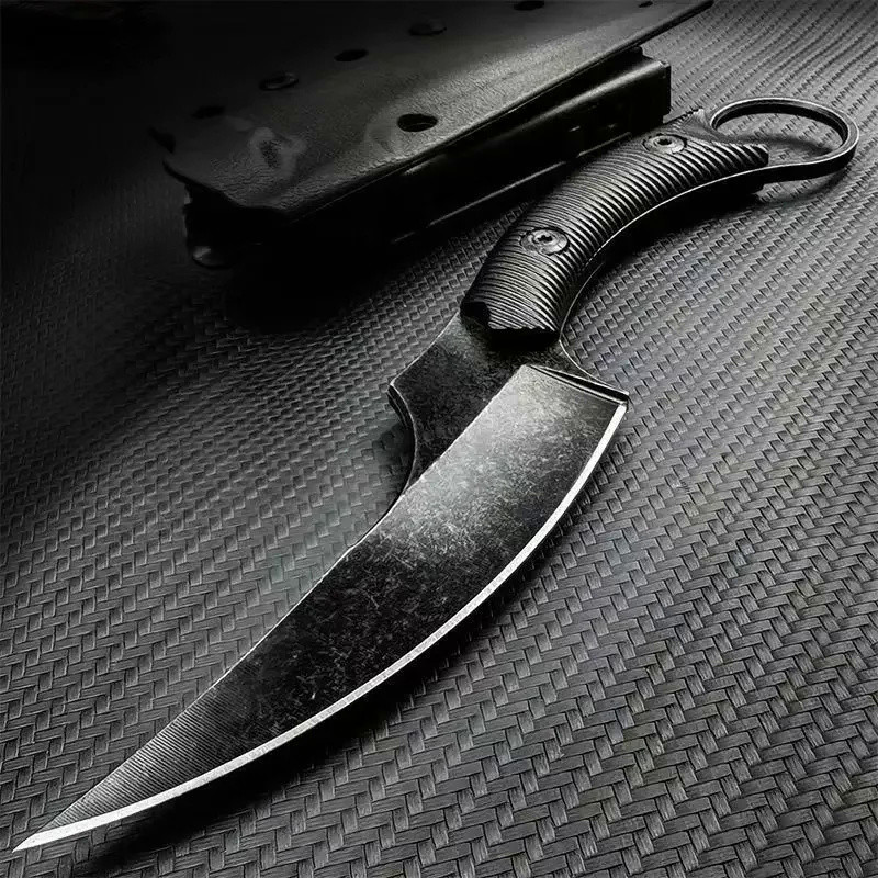 ✨  Outdoor camping edc straight knife,portable multi-function tool knife,high hardness D2 steel jung