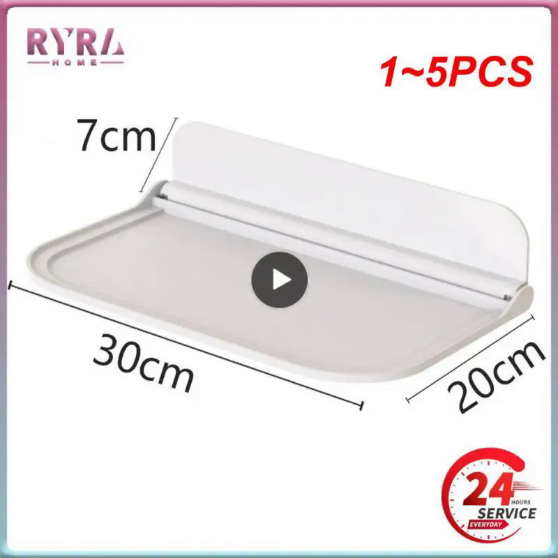 1~5PCS Foldable Bathroom Shelves Wall-mounted Plastic Floating Shelf for Towel Clothes Storage House
