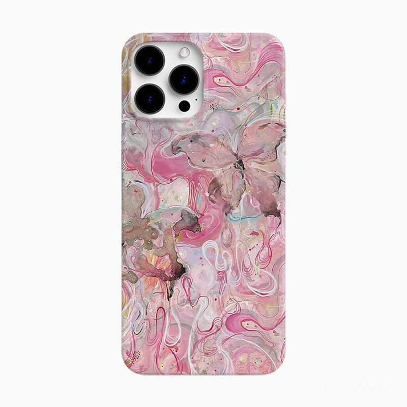 เคสมือถือสำหรับ iPhone เคสแข็งลายผีเสื้อสีขาว16Promax/15/14 13/12/11pro ฟิล์ม xsmax/XR กันกระแทก7/8P