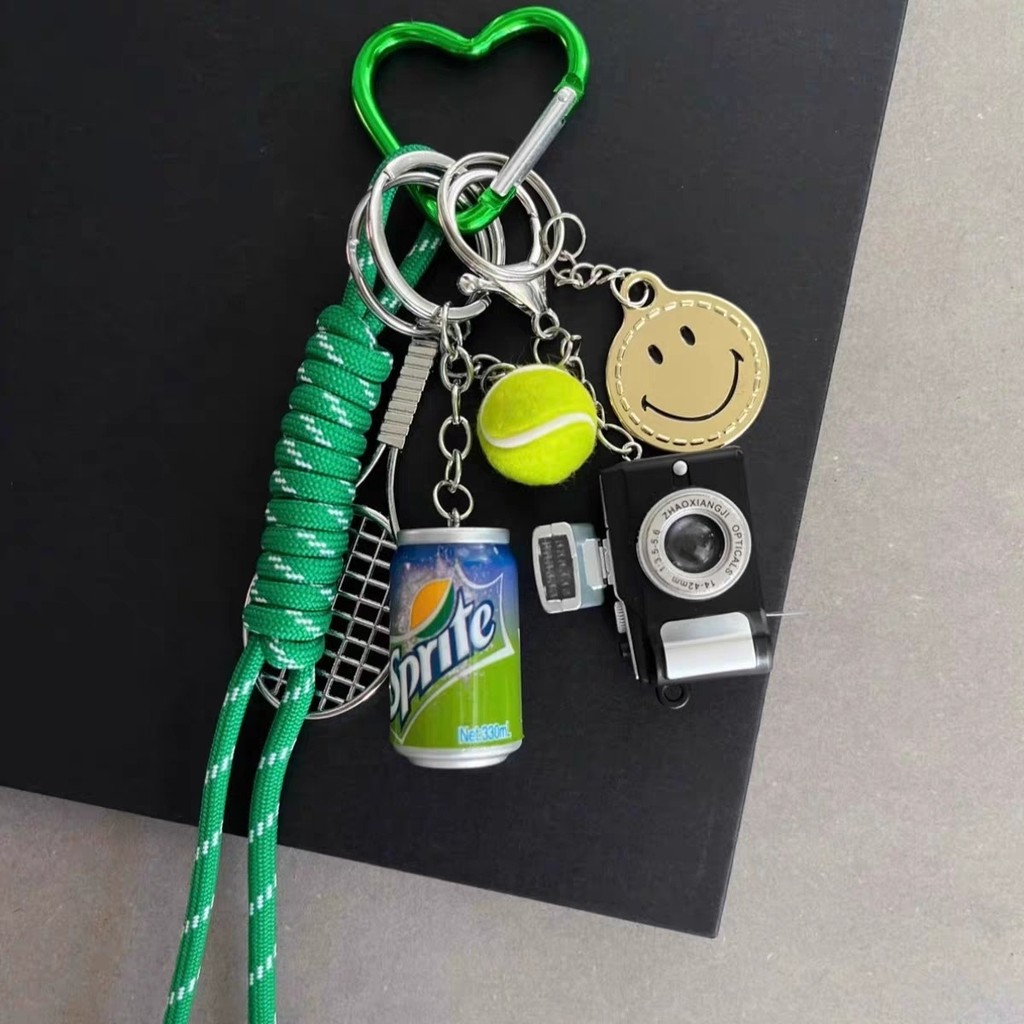 Niche ins Same Style Sprite Cola Unique Car Keychain จี้ห้อยกระเป๋า miu Tie Braided Lanyard