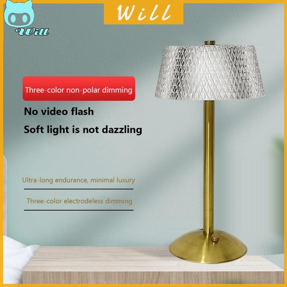 โคมไฟตั้งโต๊ะคริสตัล 3 สี นํา โคมไฟตั้งโต๊ะหรี่แสงได้ตกแต่งบาร์แบบชาร์จไฟได้ - รูปที่ 3