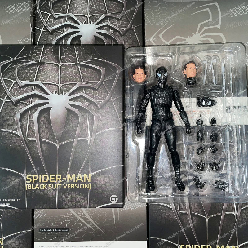 In Stock CT 14cm SHF Spider Man Black Suit Version Venom Tobey Spider Man 2099 Maguire Miquel KO Ani