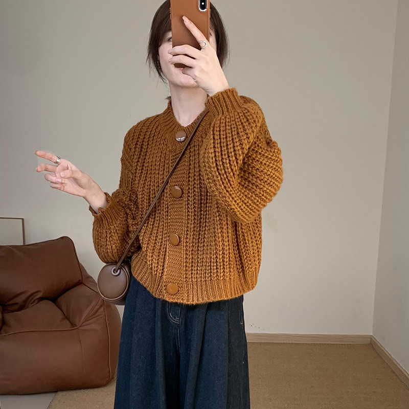 Rommers เสื้อสเวตเตอร์สั้น เวอร์ชั่นเกาหลี ลําลอง แฟชั่น เสื้อคลุมคอกลมทุกแบบ