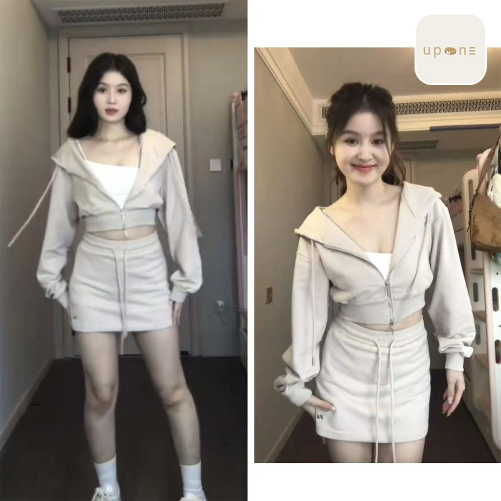 เสื้อฮู้ดแฟชั่น + กระโปรงทรงดินสอ สำหรับฤดูใบไม้ร่วง