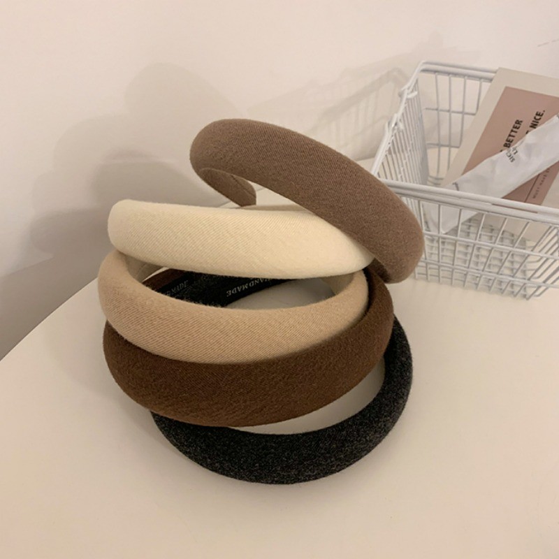 ใหม่ Kahki สูงฟองน้ํา Headwear ที่คาดผมสําหรับแฟชั่นสาว