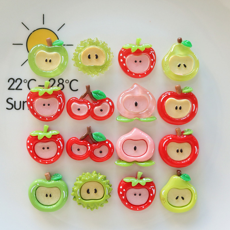 10ชิ้น/เซ็ตผลไม้ใสเชอร์รี่ครีมเจลเคลือบเงาเรซิ่น แฟลตแบ็ค ประดับ หัวสวมใส่วัสดุตกแต่ง