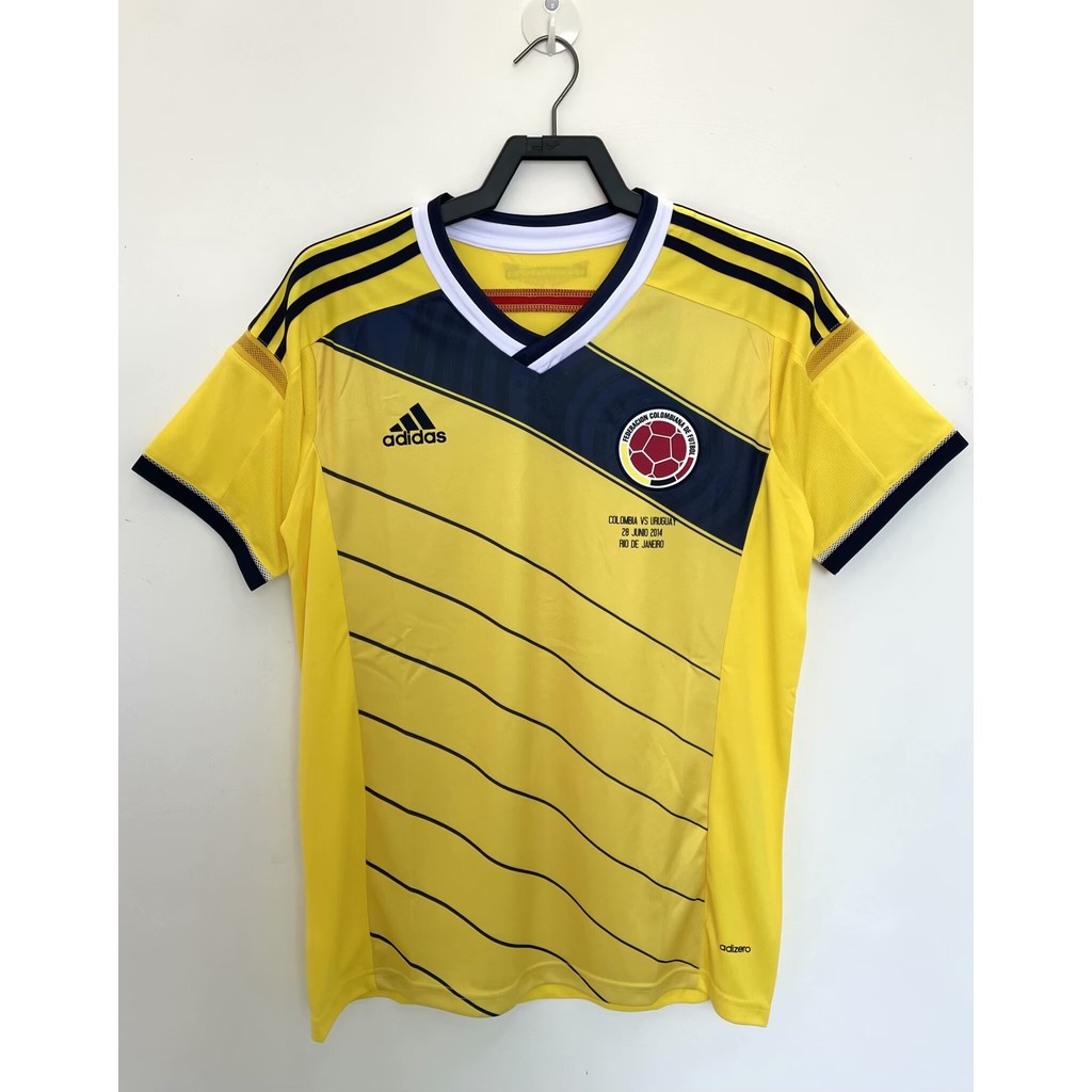 2014 Columbia home เสื้อยืดแขนสั้นกีฬาฟุตบอลย้อนยุค