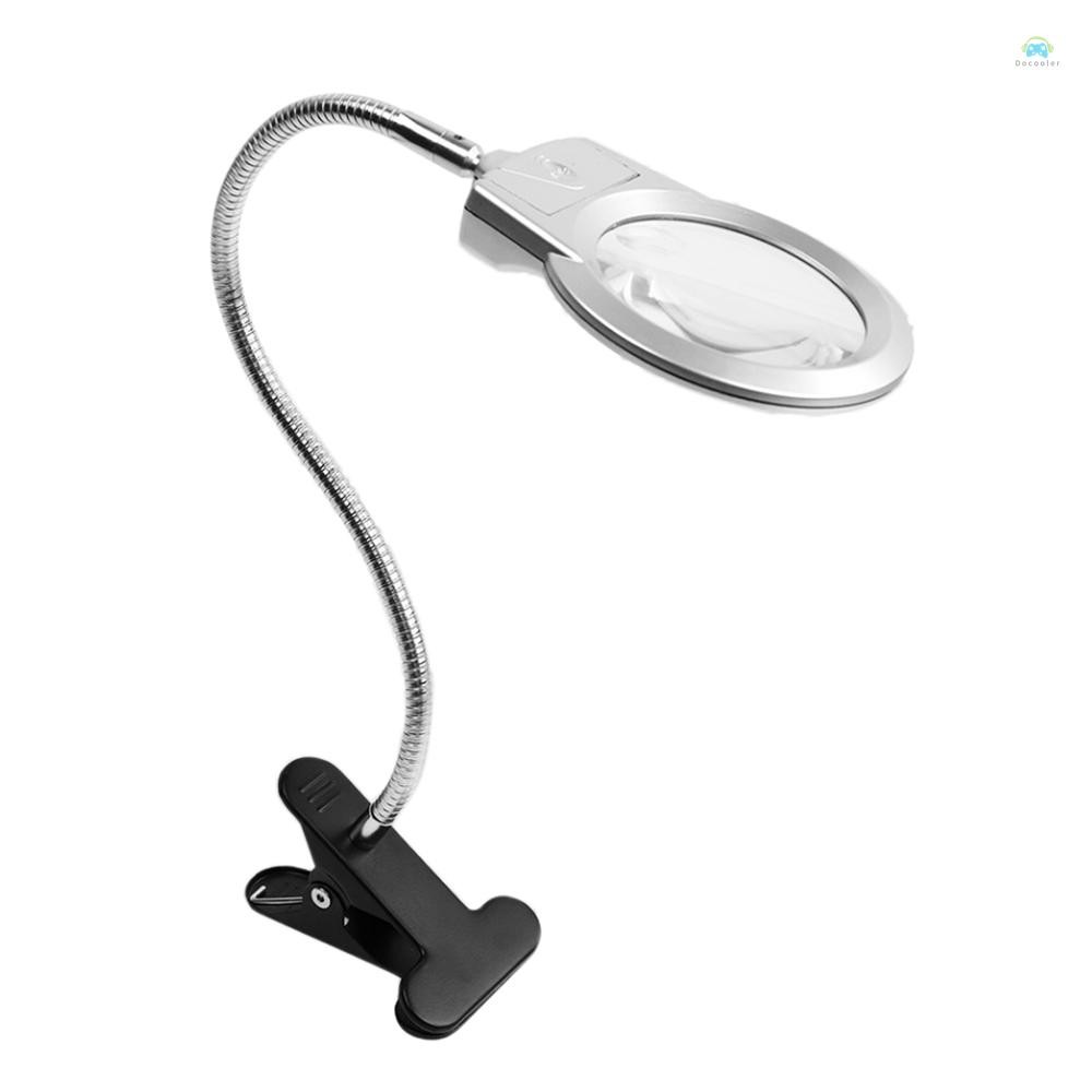 Yb1 แว่นขยายยืดหยุ่นแฮนด์ฟรีแว่นขยายโคมไฟตั้งโต๊ะ Bright LED Lighted แว่นขยายพร้อม Clamp สําหรับอ่านหนังสือ Cross Stitch