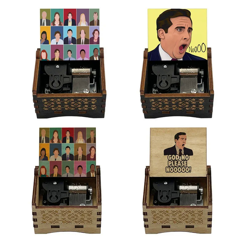 TV Show The Office Music Box Wind Up Figure Print Mechanical Wooden Gift For Fans Friends Christmas 