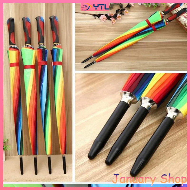 YTL 🌈ร่มสีรุ้ง 28 นิ้ว 16 ก้าน มี UV ด้ามแข็งแรง ใหญ่ สะใจ สีสดสวย สะดุดตา คุ้มค่า