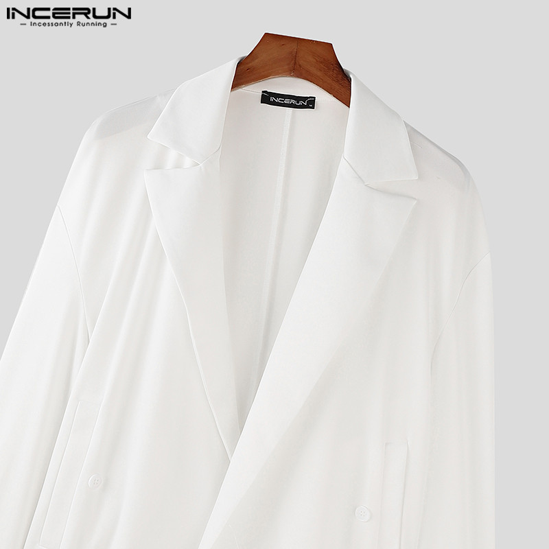 ไม่แน่นอน ผู้ชายเกาหลีลําลองสีทึบปกแจ็คเก็ตแขนยาว