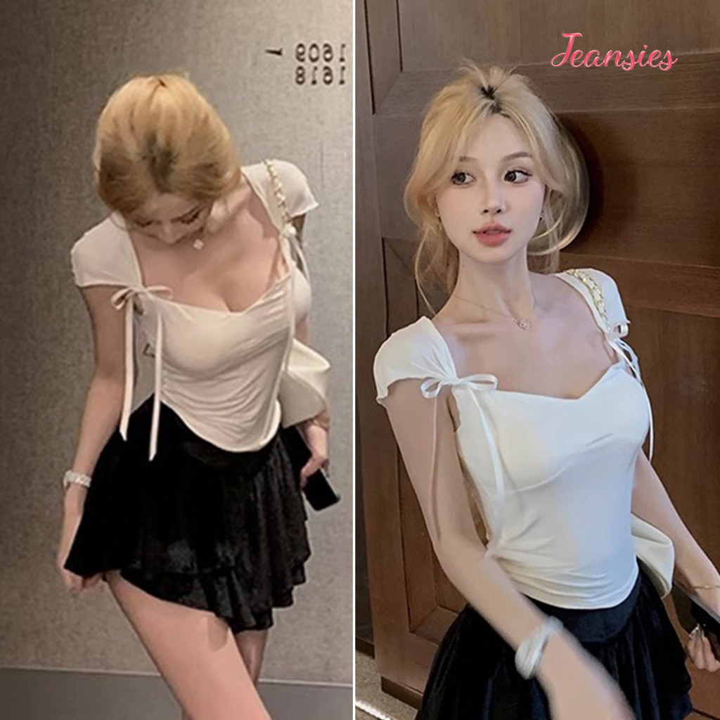 เสื้อยืดหลังสวย แขนสั้น สไตล์หวาน