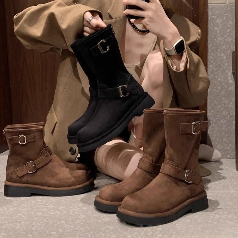 รองเท้าบูทมาร์ติน Martin Boots รองเท้าหนังแบบสวมซิปอุ่นพื้นหนา