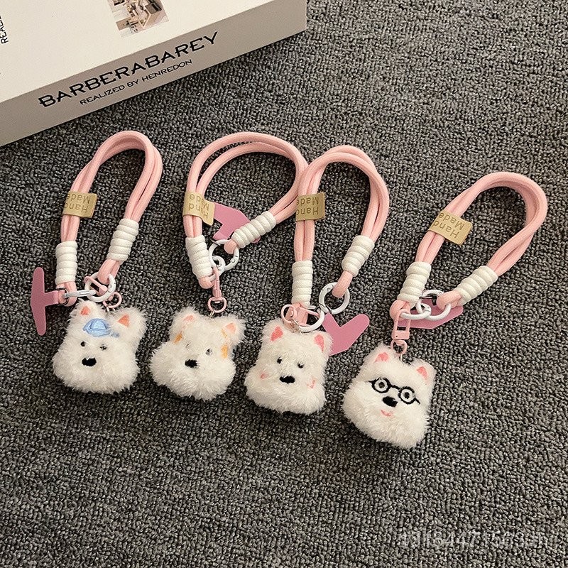 หมวก INS สไตล์โมริตุ๊กตาเวสต์ไฮแลนด์แบบสั้นสายคล้องมือถือสายคล้องสายคล้องคอทนทานแข็งแรงโซ่ห้อยกุญแจสร้างสรรค์