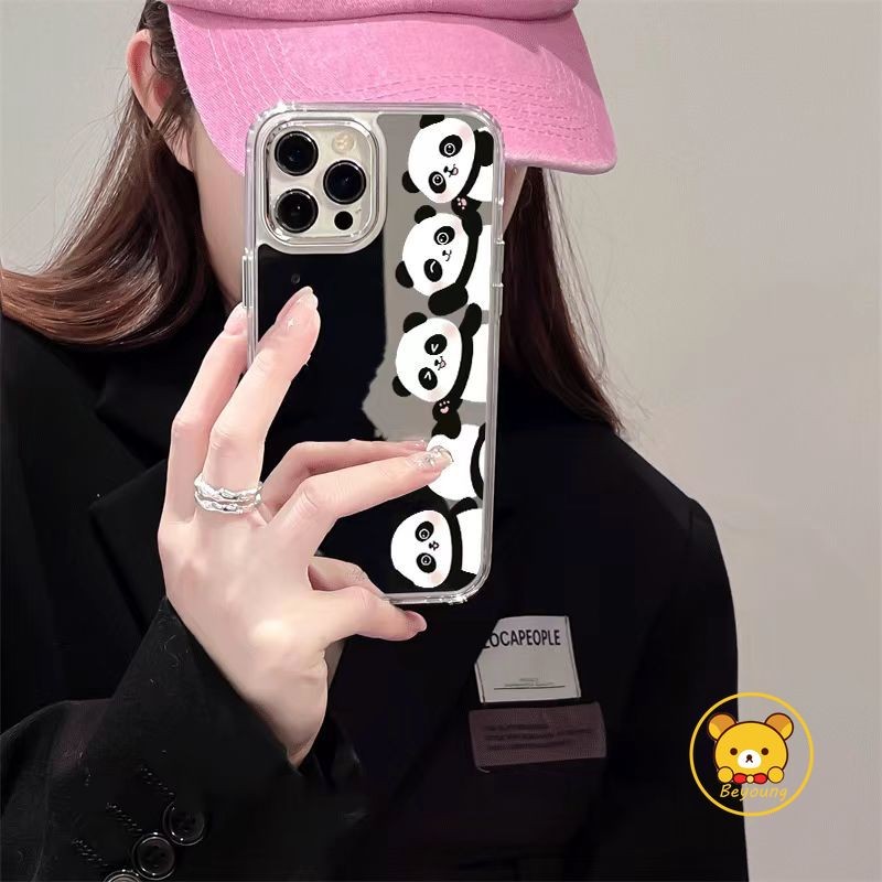 น่ารัก Panda กระจกสําหรับ Vivo Y93 Y93s Y91i Y91C Y37 Pro Y37M Y36T Y03 Y19 Y18 Y18E Y28S Y5s Y73s U