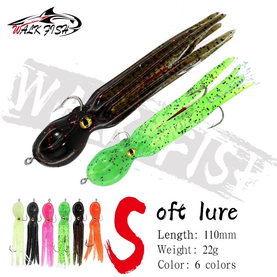 เดินปลา 1 ชิ้น 110 มิลลิเมตร/22 กรัมซิลิโคน Octopus Soft Lure ประดิษฐ์หางยาว Octopus เหยื่อตกปลา