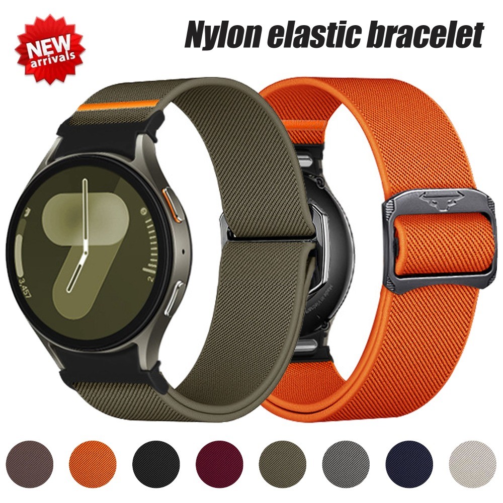 One Click No Gap Elastic Band สําหรับ Samsung Galaxy Watch 7/6/5/4 40 มม.44 มม./นาฬิกา 6/4 Classic Breathable Nylon Solo Loop เปลี่ยนสาย