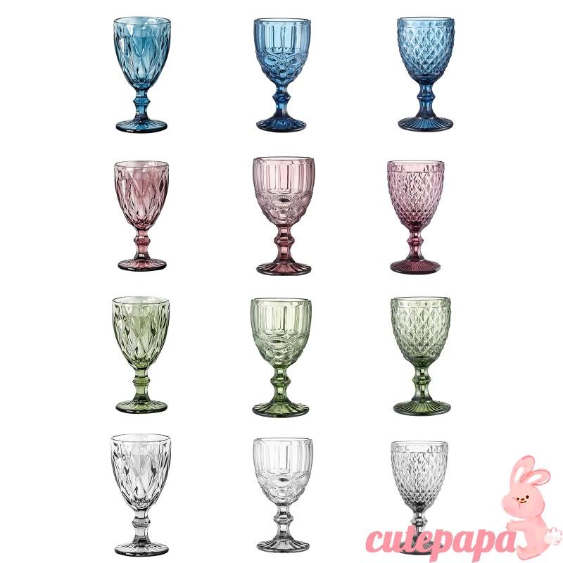 Cutep แก้วไวน์สี Goblet รูปแบบวินเทจนูน Goblets สําหรับงานแต่งงาน