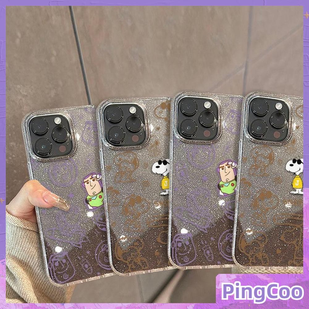 Pingcoo - เคส iPhone 16 Pro Max iPhone 11 เคสใสแบบแวววาว TPU นุ่มสีสันสดใส นักบินอวกาศน่ารักและหล่อ Compatible iPhone15 Pro max 14 13 12 Pro max XS XR 7 Plus 8 Plus