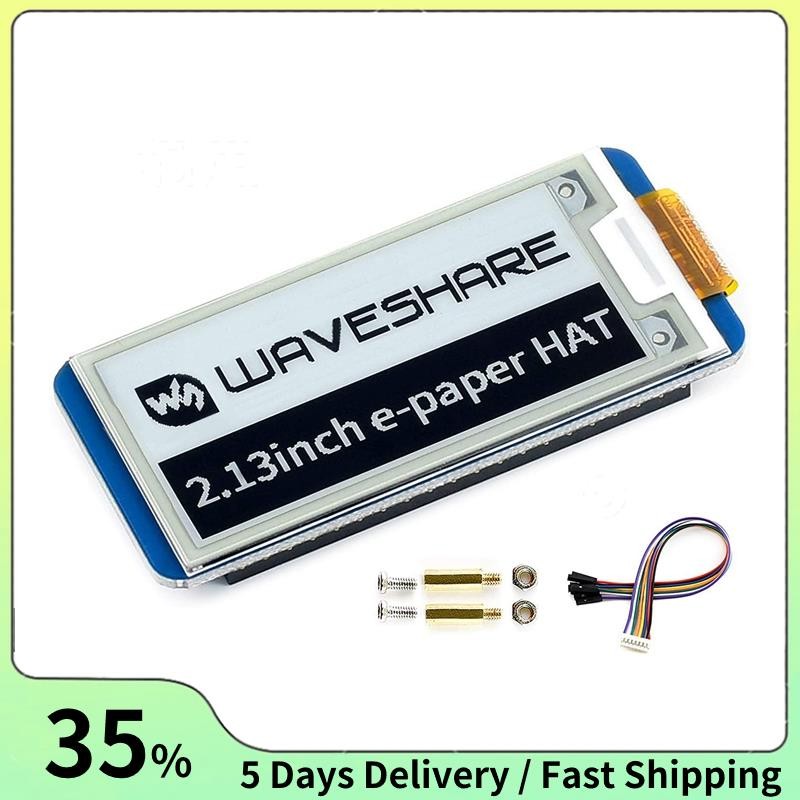 Waveshare 2.13 นิ้ว E-Ink Display HAT, สีดํา, สีขาว 2 สี 250X122 พิกเซล E-Paper หน้าจอ LCD สําหรับ Raspberry Pi 4B/3B+/3B/2B/Zero