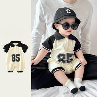 ฤดูร้อนใหม่เสื้อผ้าเด็กชายและหญิงบอดี้สูทแขนสั้น 0-24 เดือนเด็กโปโลการจับคู่สีบางตัวอักษร ชุดรอมเปอร์ สไตล์เกาหลี