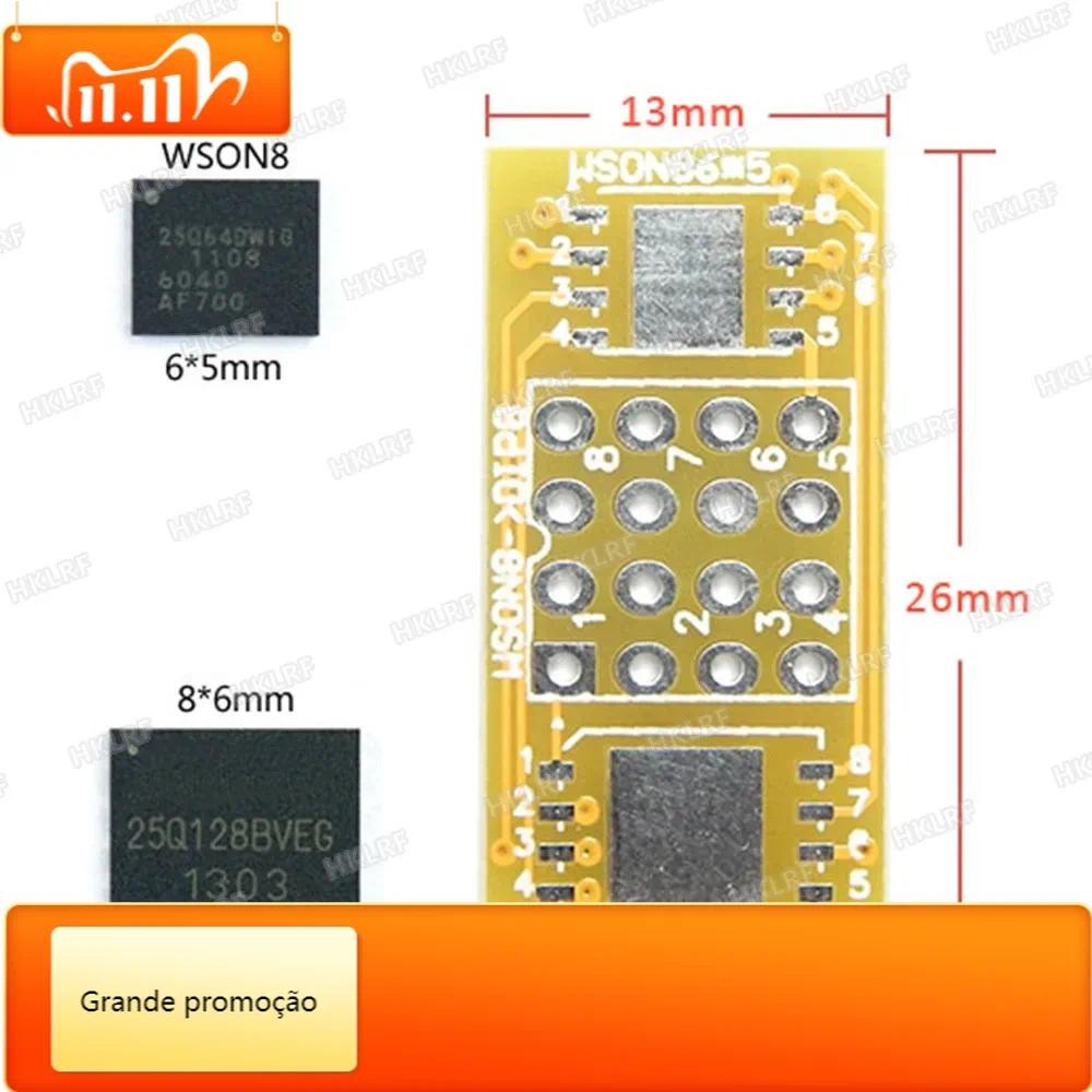 QSJZHY QFN8 ถึง DIP8 อะแดปเตอร์ WSON8 DFN8 MLF8 QFN8 ถึง DIP8 ซ็อกเก็ตสําหรับ 25XXX IC ใช้สําหรับTL8