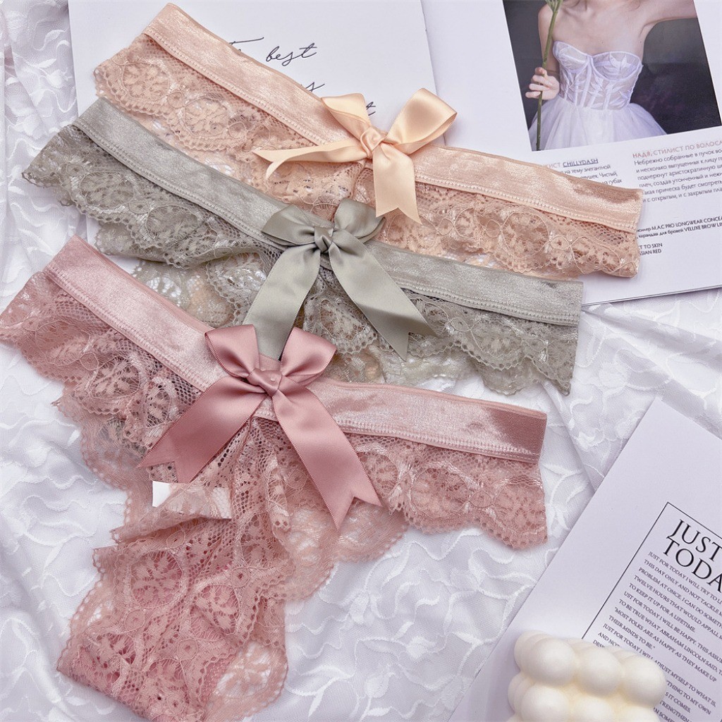 Zxyouping 1/3 ชิ้นลูกไม้ Thongs Plus ขนาดเซ็กซี่ T กลับชุดกางเกงชั้นในสตรีลูกไม้ Hollow Out ต่ําเอวกางเกงชุดชั้นในไม่มีรอยต่อ S-XL
