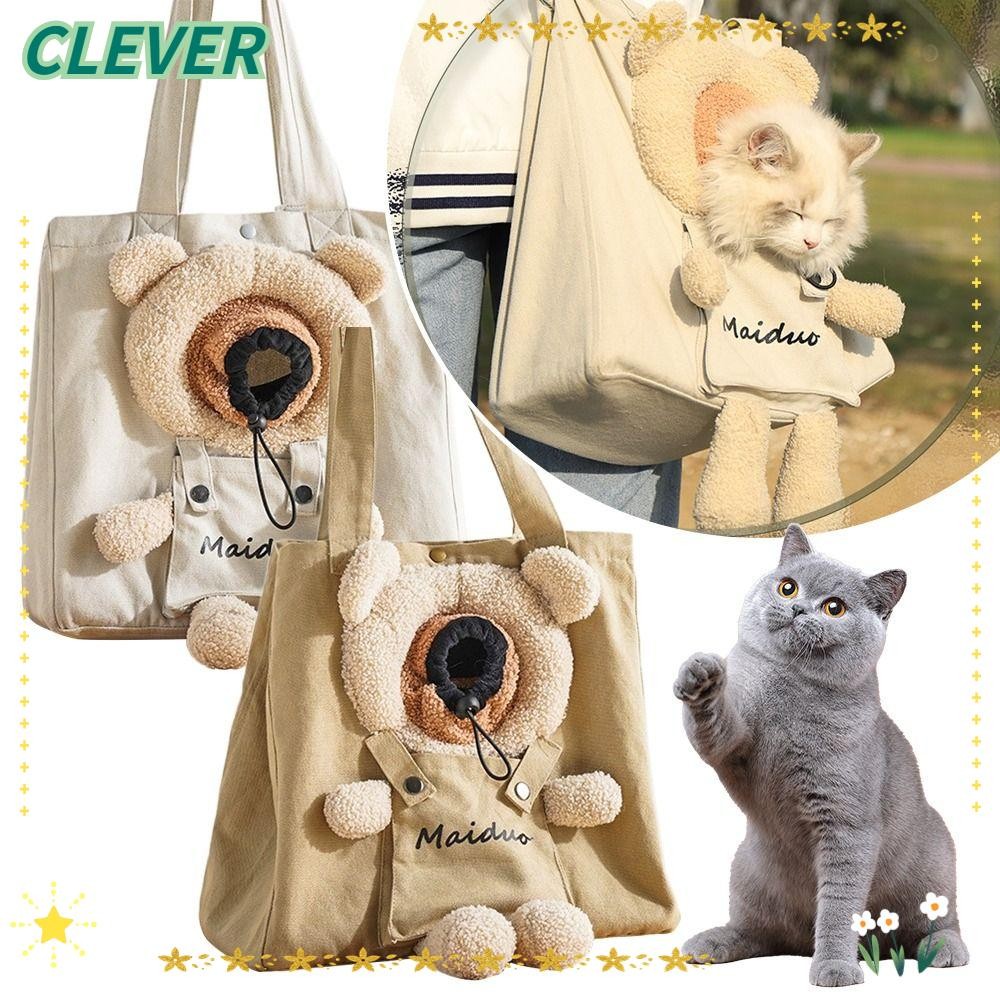 CLEVER Cat กระเป๋าสะพายผ้าใบกระเป๋าถือแบบพกพาลูกสุนัข Messenger Bag