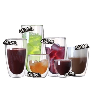 แก้วกาแฟ 2 ชั้น แก้วสองชั้น Double Wall Glass ถ้วยกาแฟ แก้วมินิมอล ร้านกาแฟ Premium Coffee Glass