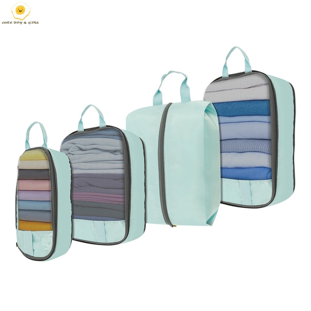 การบีบอัดก้อนบรรจุ Handle Travelling Organizers พร้อม ID Pocket SHOPSBC7862