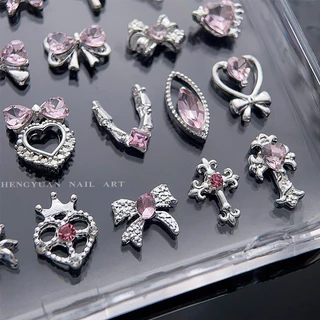สติ๊กเกอร์ติดเล็บตกแต่งเล็บ Rhinestone คริสตัลเพชรสีชมพู 10 ชิ้น KOUDAN