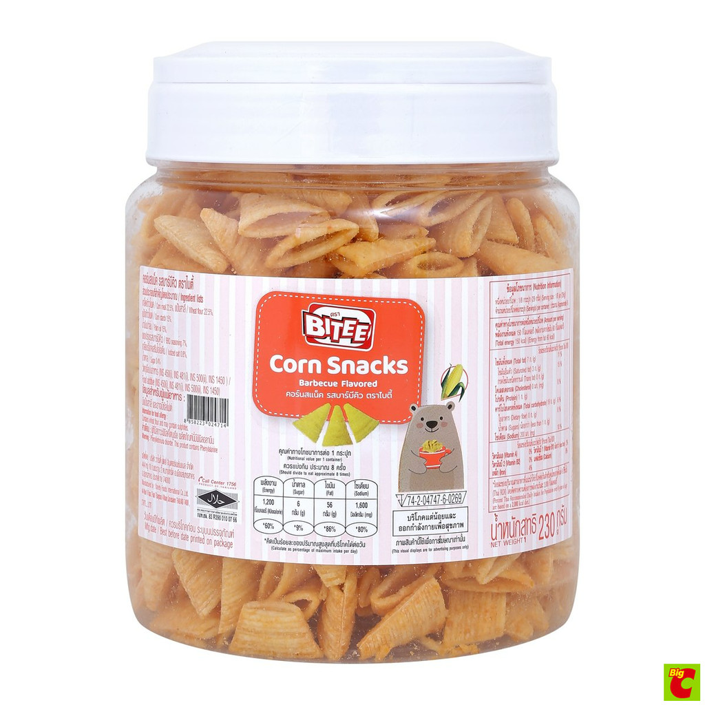 ไบตี้ ขนมคอร์นสแน็ค รสบาร์บีคิว ขนาด 230 กรัม