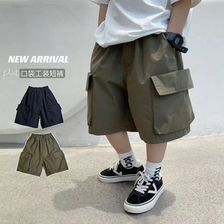 เสื้อผ้าเด็ก 100-160 ขนาดกางเกงขาสั้นหลวมฤดูร้อนสไตล์ใหม่แฟชั่นผ้าฝ้ายแท้กางเกงครอปเด็กชายบางสไตล์หลวมอินเทรนด์