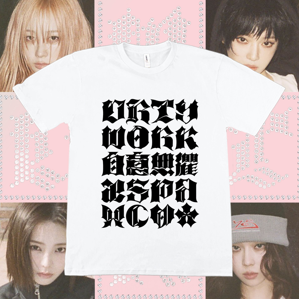 ใหม่!!! aespa 'งานสกปรก' เสื้อยืดฤดูร้อน เสื้อสมาชิก aespa