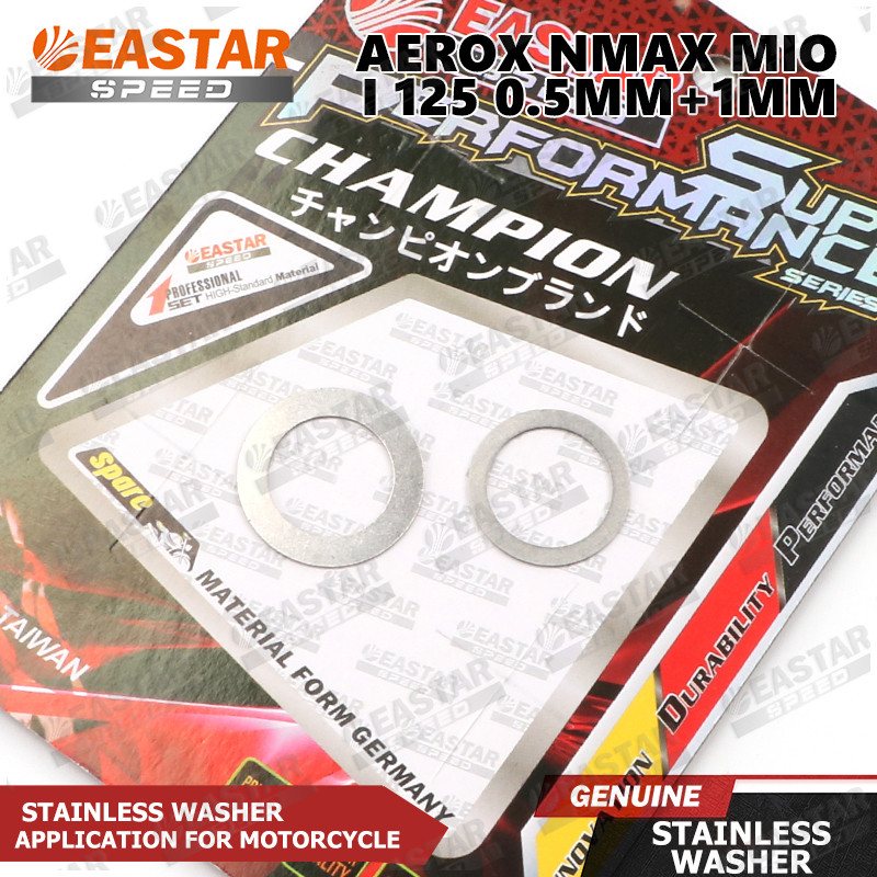 แหวนรองสเตนเลส Aerox Nmax Mio I 125 0.5 มม. + 1 มม.
