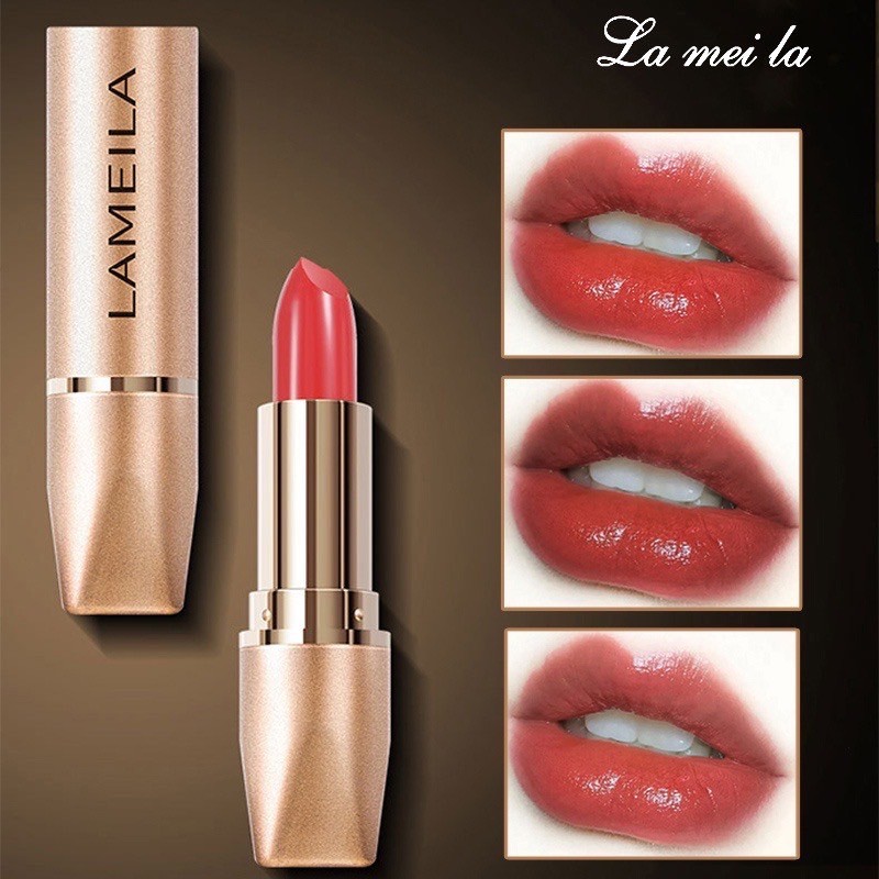 Lameila#2003 ลิปสติกลิปกลอสเพิ่มความชุ่มชื้นติดทนนานป้องกันน้ําสําหรับแต่งหน้า
