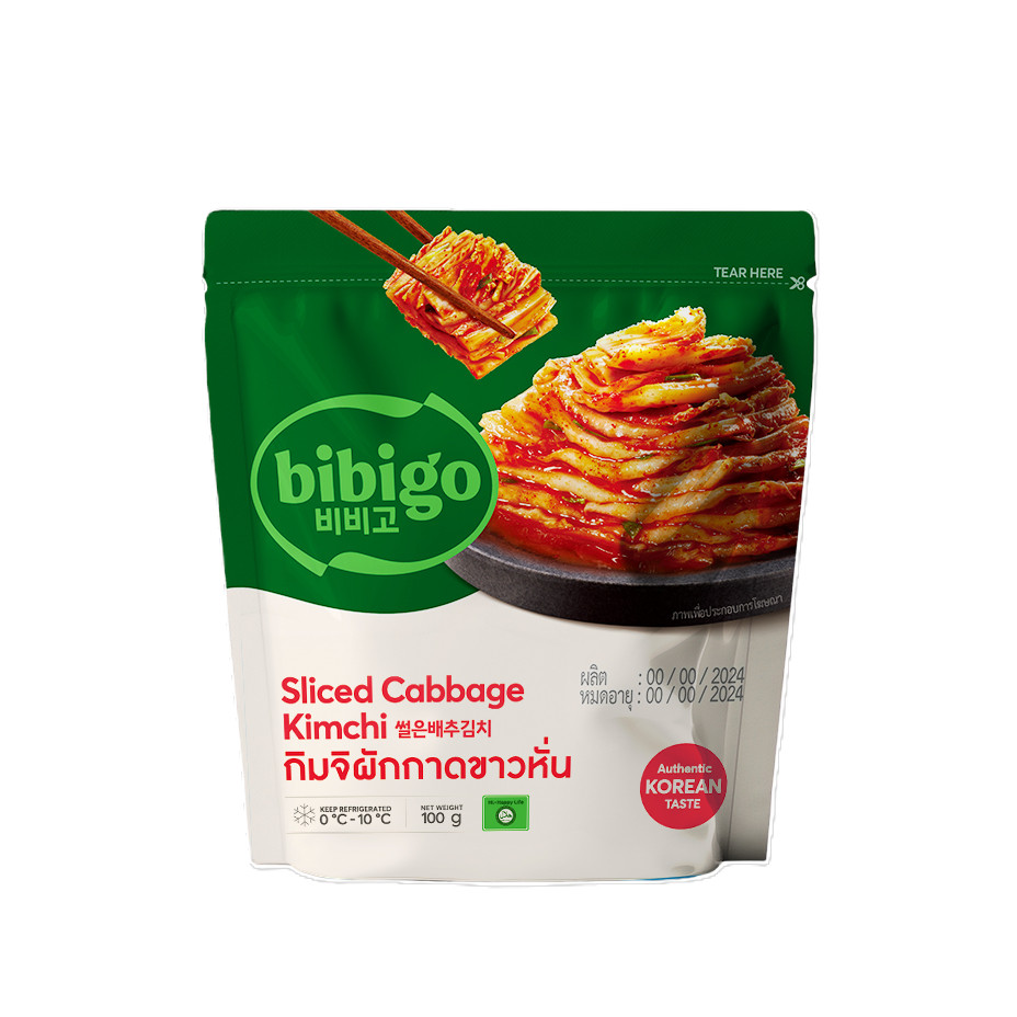 กิมจิ บิบิโก กิมจิผักกาดขาวหั่น กิมจิเกาหลี เครื่องเคียง bibigo kimchi  100 กรัม ราคาถูกที่สุด