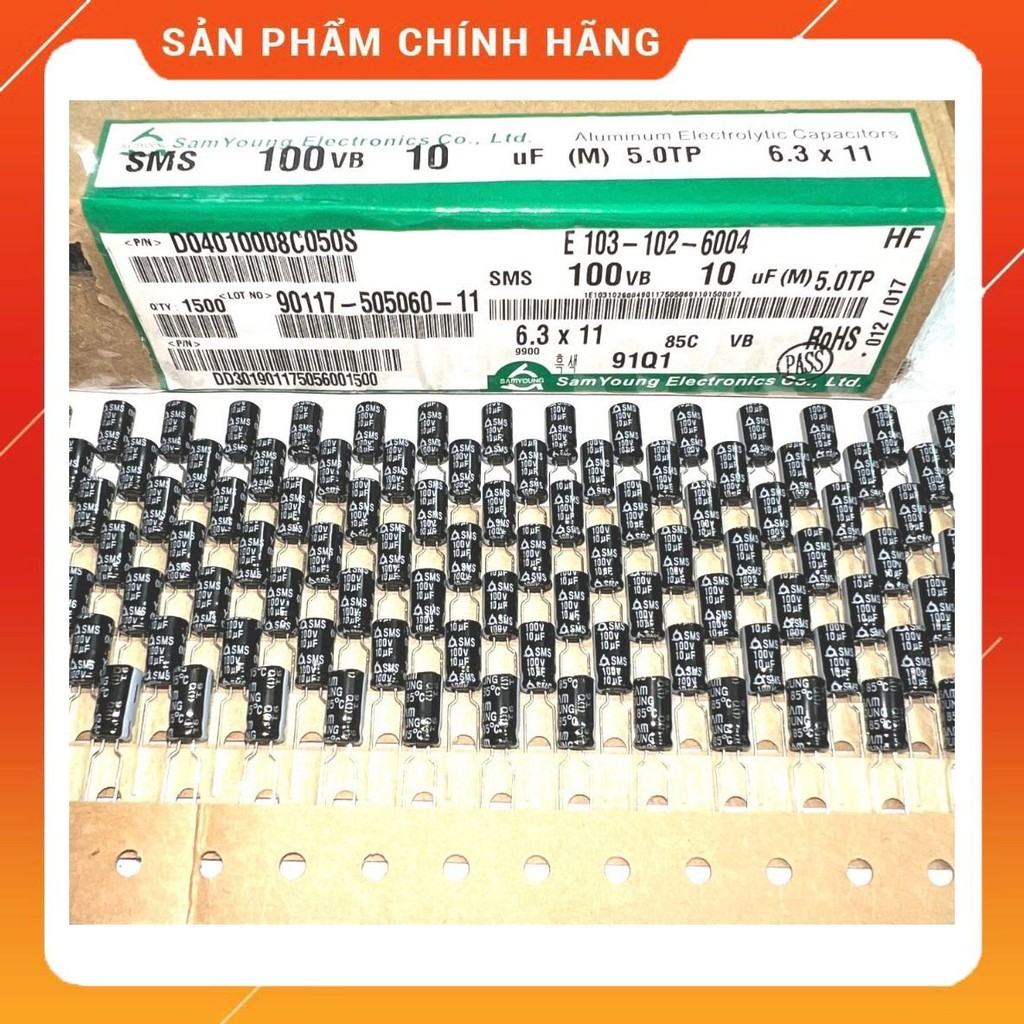 [ 20 ชิ้น ] CAPACITOR 100V 10UF Size: 6.3x11mm SAMYOUNG (100V10UF 10UF100V 10UF 100V )