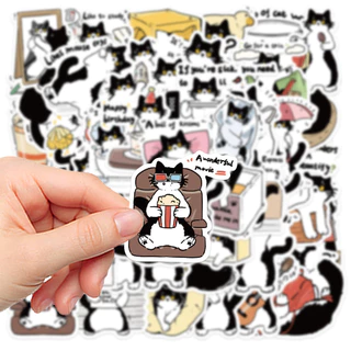 ❉ สติ๊กเกอร์ Black & White Cat Series 01 ❉ 50 ชิ้น/เซ็ต DIY แฟชั่นสติ๊กเกอร์ Doodle กันน้ํา