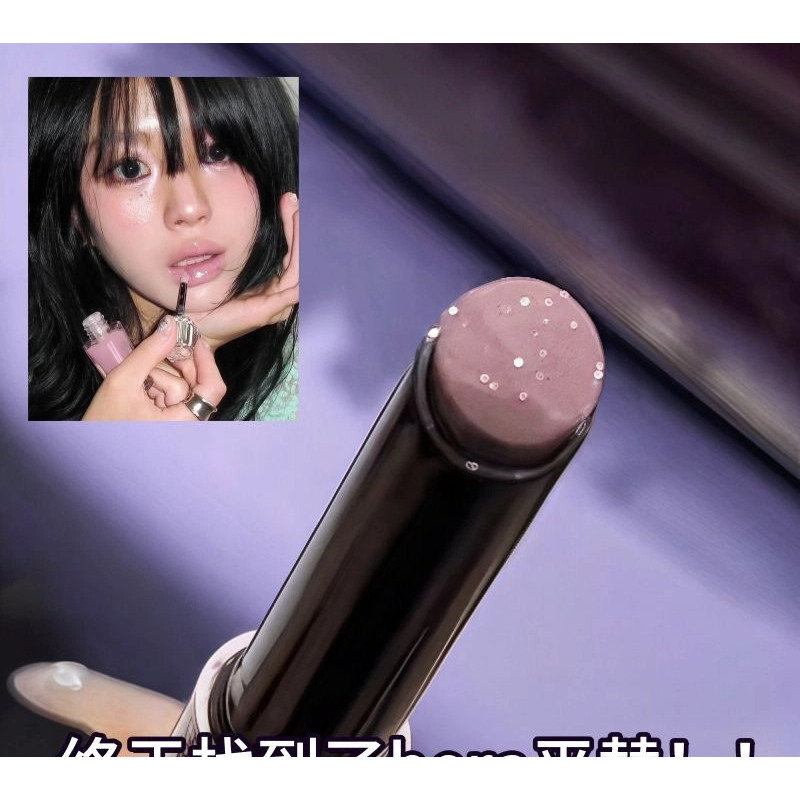 สีม่วงเคลือบริมฝีปากสีม่วงสีแดงวิจิตรประกายสีน้ําตาลเปลือยแข็งลิปกลอสน้ําชุ่มชื้นเปลือยลิปสติกกันน้ํา