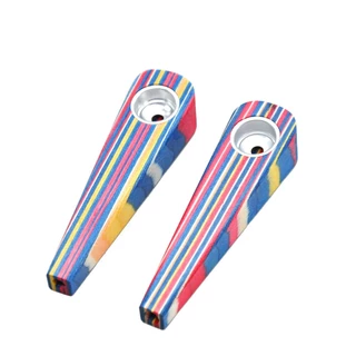 1 Pcs Rainbow/Brown 420 Mini Wood Pipe