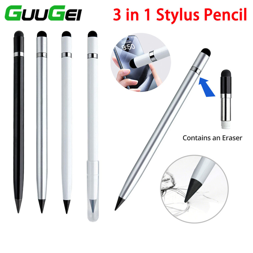 Guugei 3 in 1 Universal Touch Screen ปากกาโทรศัพท์แท็บเล็ต Stylus ดินสอกระดาษเขียนดินสอ