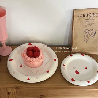 จานขนม จาน insลายโบว์เกาหลี  พร้อมส่ง