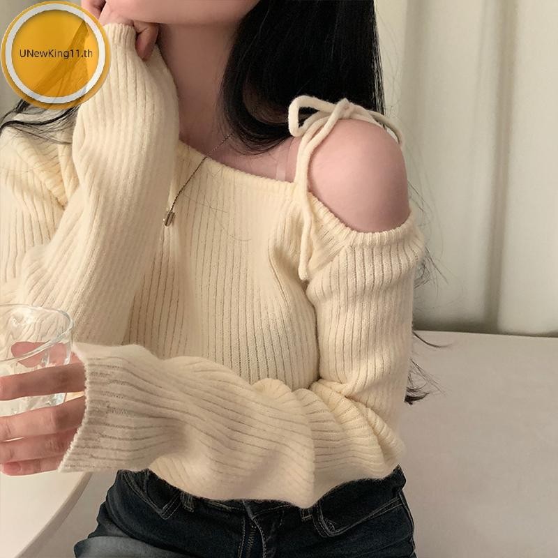 UNewKing เสื้อกันหนาวผู้หญิง แขนยาว Chic Casual แบบถักสำหรับฤดูหนาว