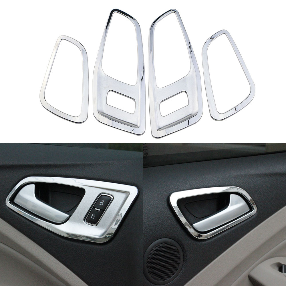 ABS Chrome ภายในสําหรับ Ford Kuga Escape 2013 - 2017 มือจับประตูด้านในตกแต่งสติกเกอร์ Trim อุปกรณ์เส